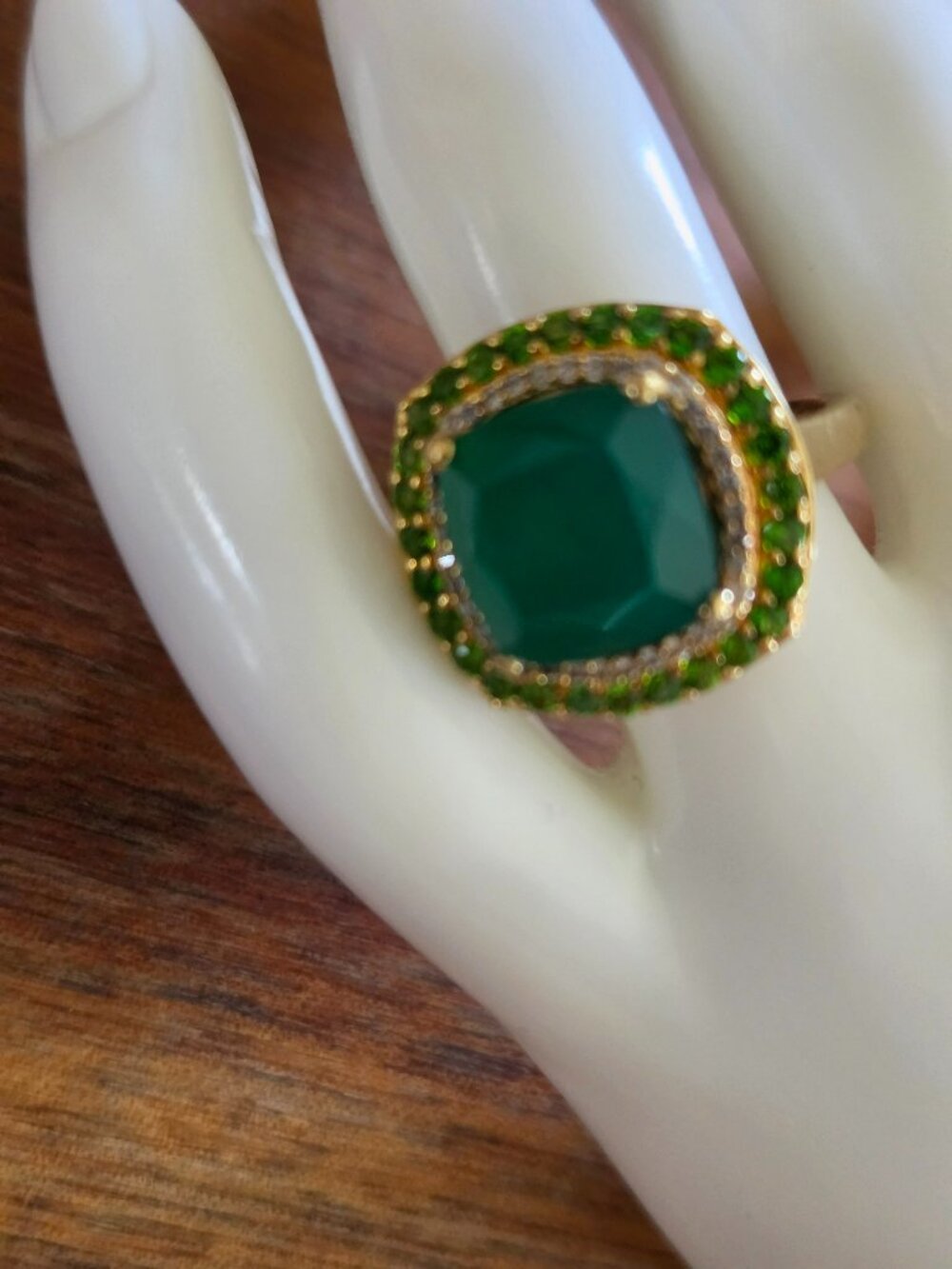 onyx multi gemstone halo ring 18kyg plated size 7
